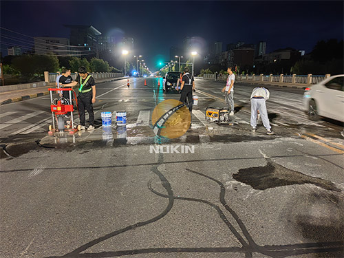 Embedded solar road stud installation site