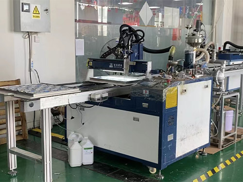 Road stud glue injection machine in production